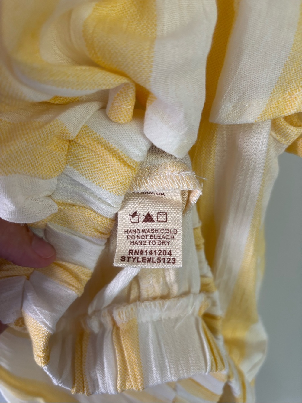 Poem&Thread Yellow Stripe Ruffle Off the Shoulder Top - Picture 4 of 5